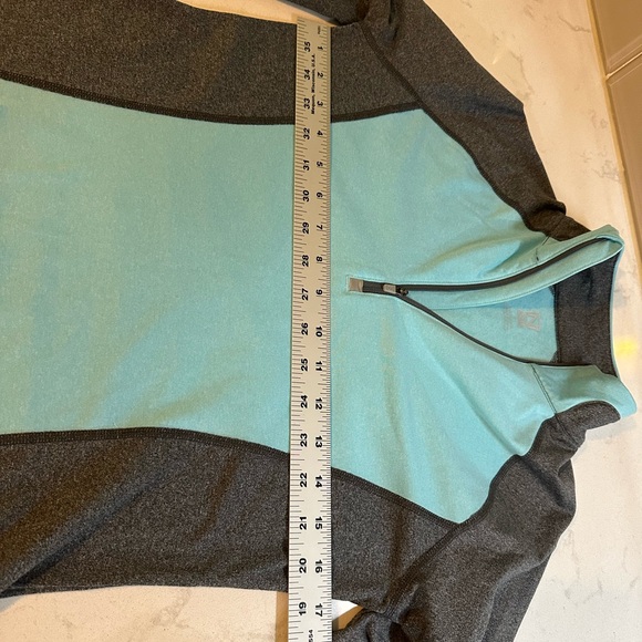 Noble Outfitters Athena Quarter Zip Shirt PulloverSz Small Aqua&Gray equestrian - Picture 12 of 14
